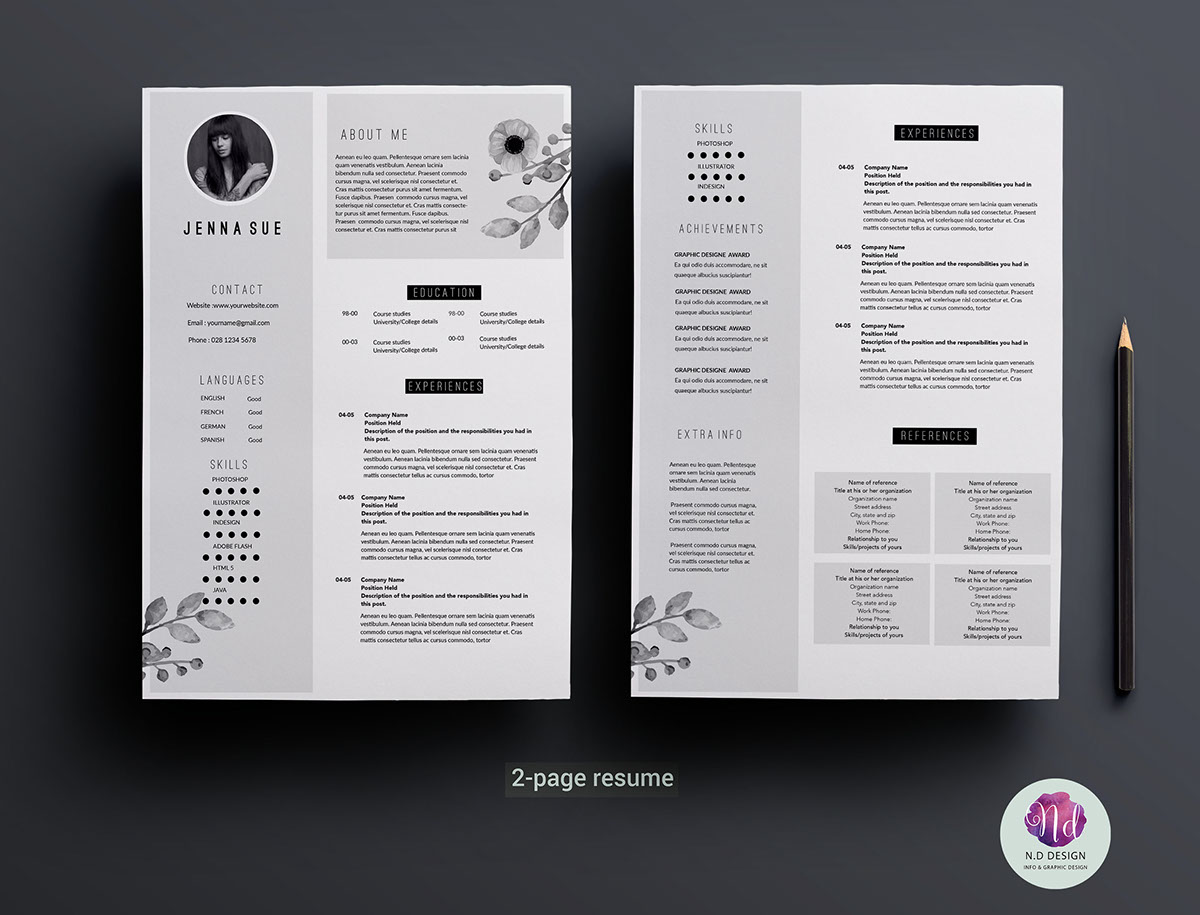 2 Page Resume Template | Resume template, Templates, Resume
