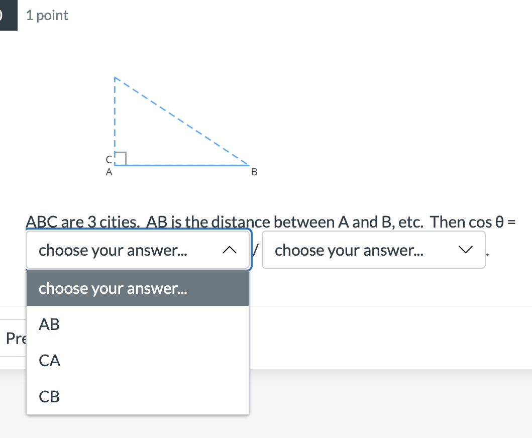 Solved 1 point ABC are 3 cities. AB is the distance between | Chegg.com